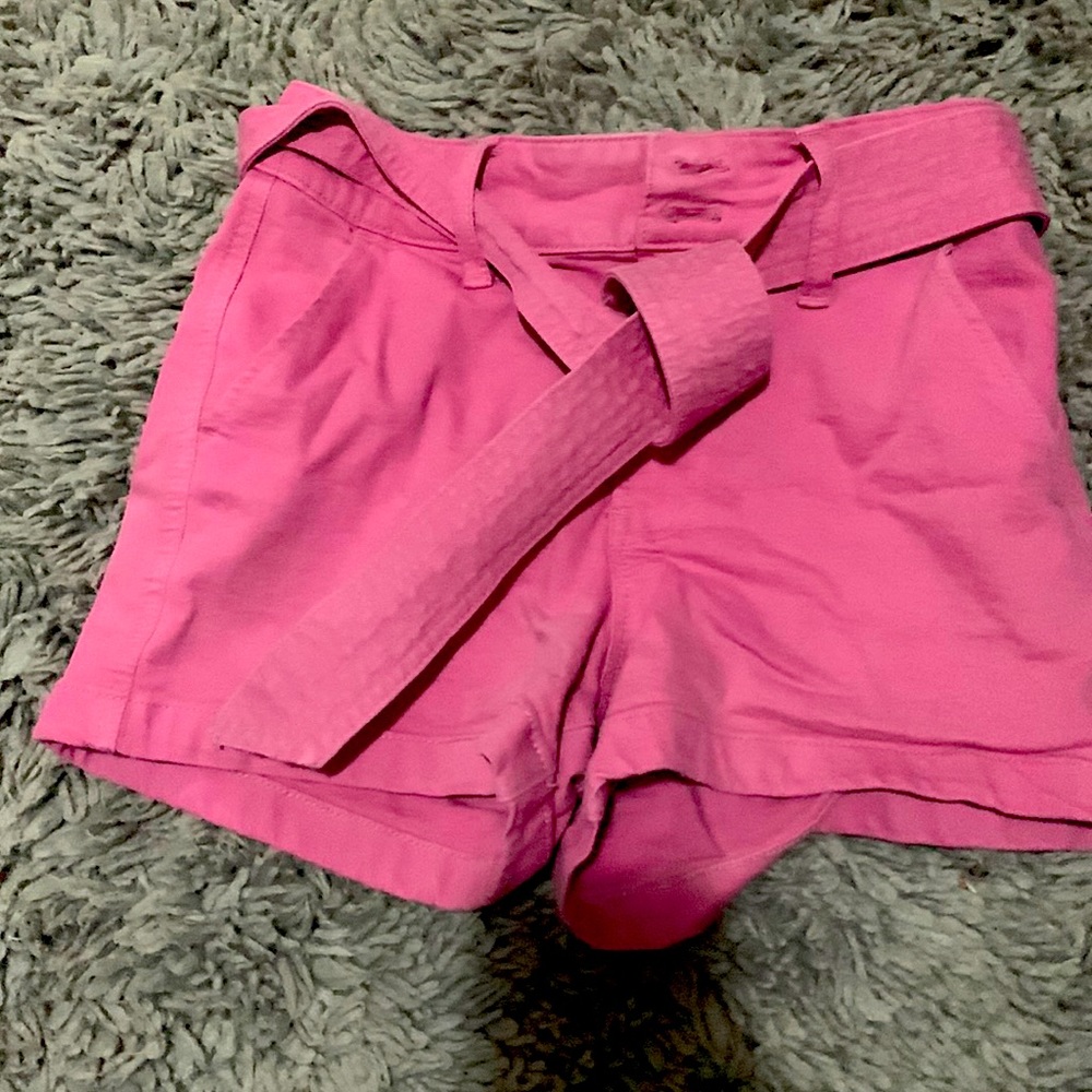 pink tie at the front shorts
